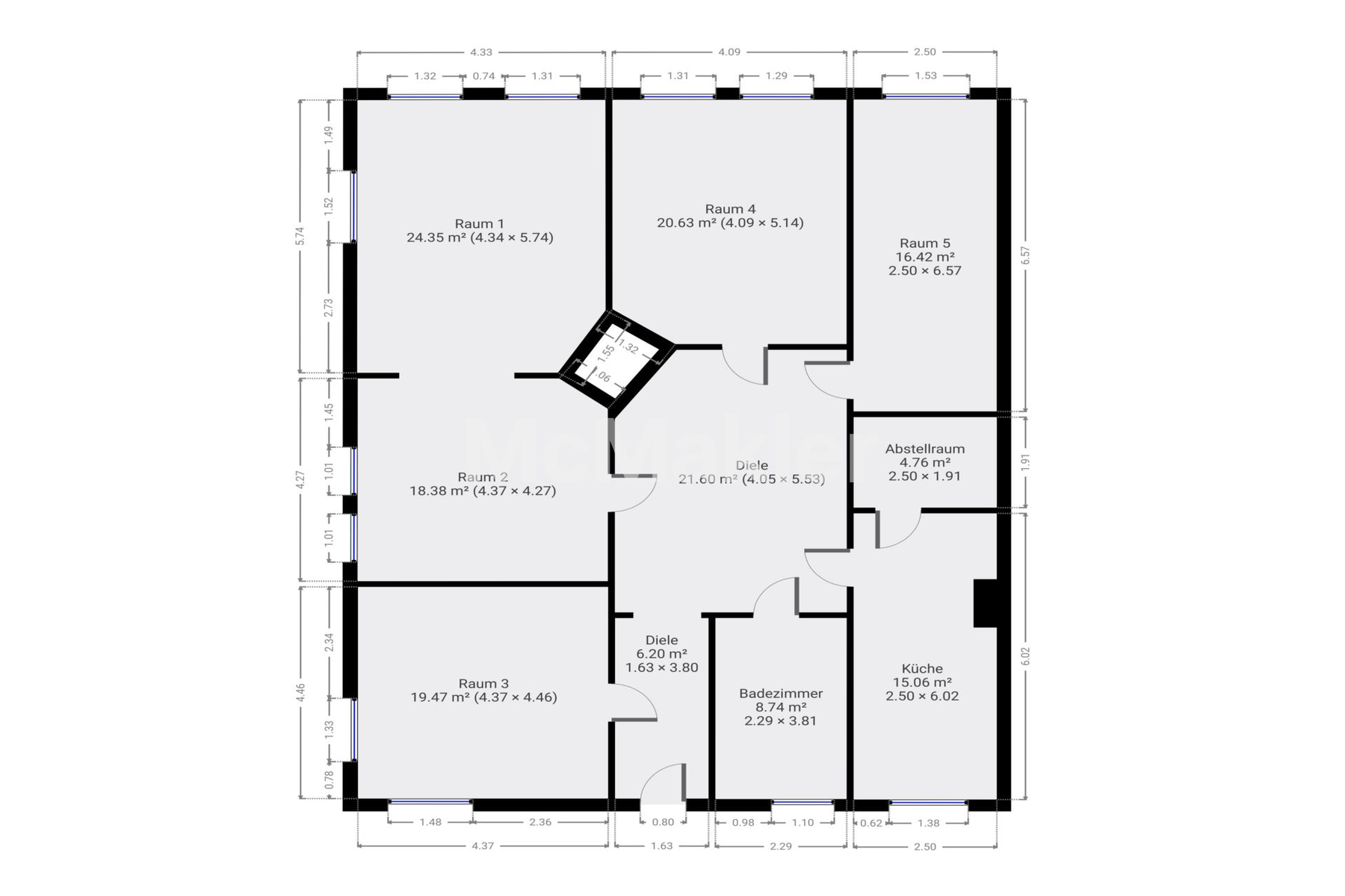 Altbau-Mehrfamilienhaus mit Denkmalschutz und Entwicklungspotenzial in Altenburg – Grundriss 1