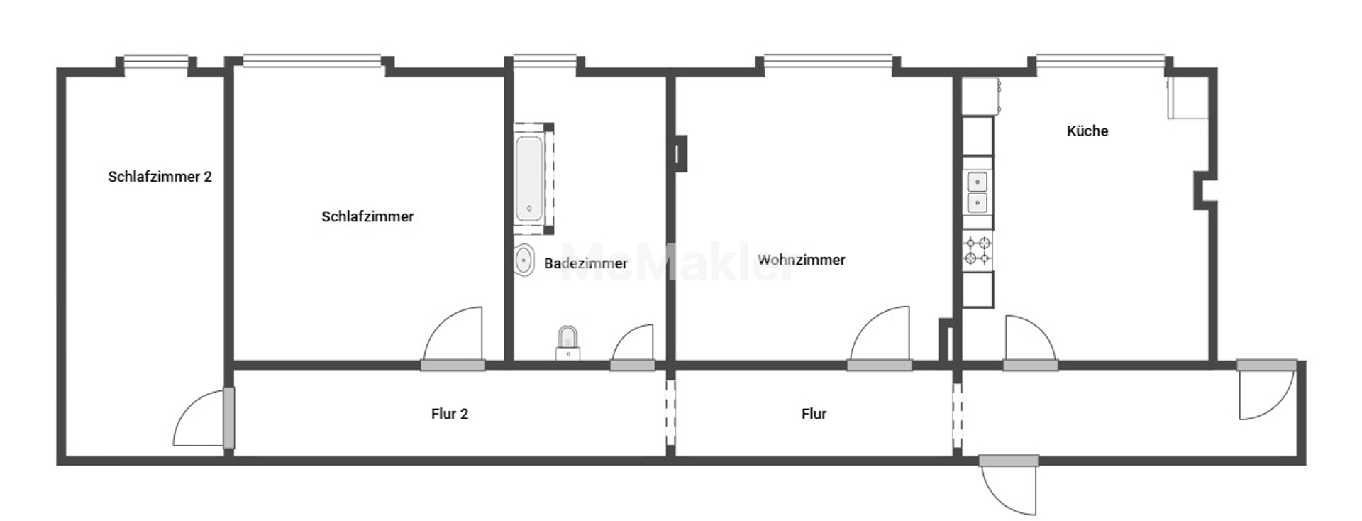 Groß, vermietet, renditestark – 3-Zimmer-Wohnung für Kapitalanleger – Grundriss 1