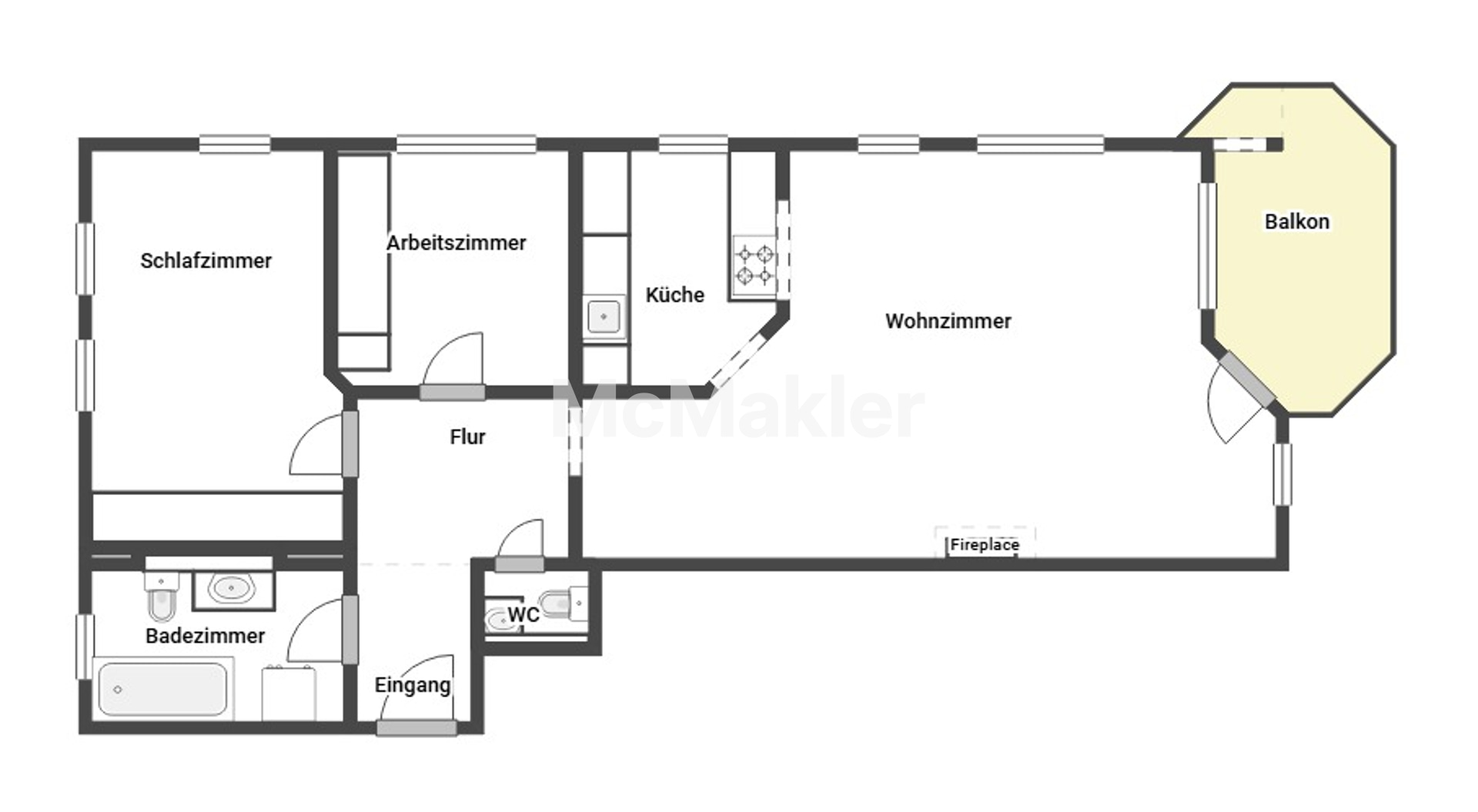Wohnen am Krüpelsee: Stilvolle 3-Zimmer-ETW mit Balkon, Stellplatz und Bootsliegeplatz – Grundriss 1