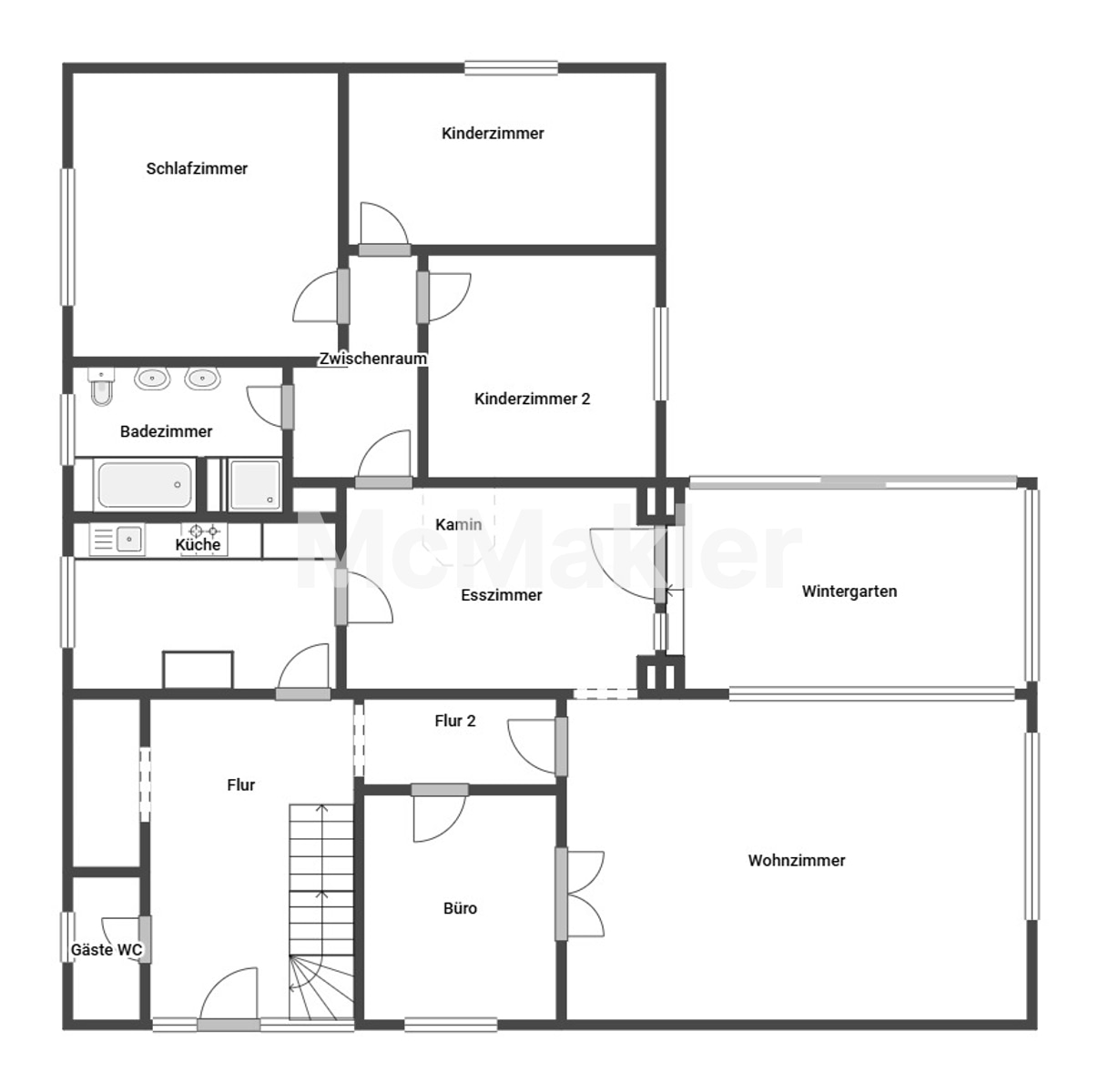 Eigenheim mit Garten, 2 Garagen und Carportstellplatz in Vorstadtlage - Erbbaurecht – Grundriss 1