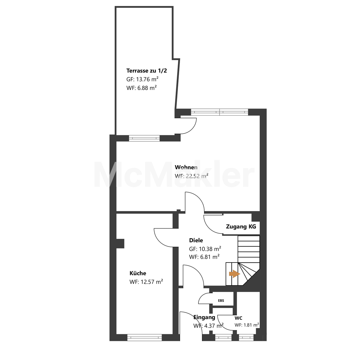 Charmantes Reihenhaus mit Garten in zentraler Lage von Köln-Longerich – Grundriss 1