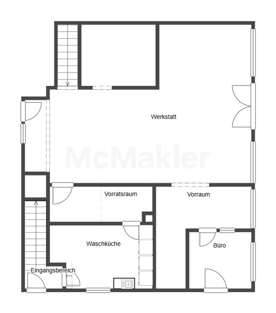 Wohnhaus mit integrierter Werkhalle +  schöner Außenbereich + viele Parkplätze – Grundriss 1