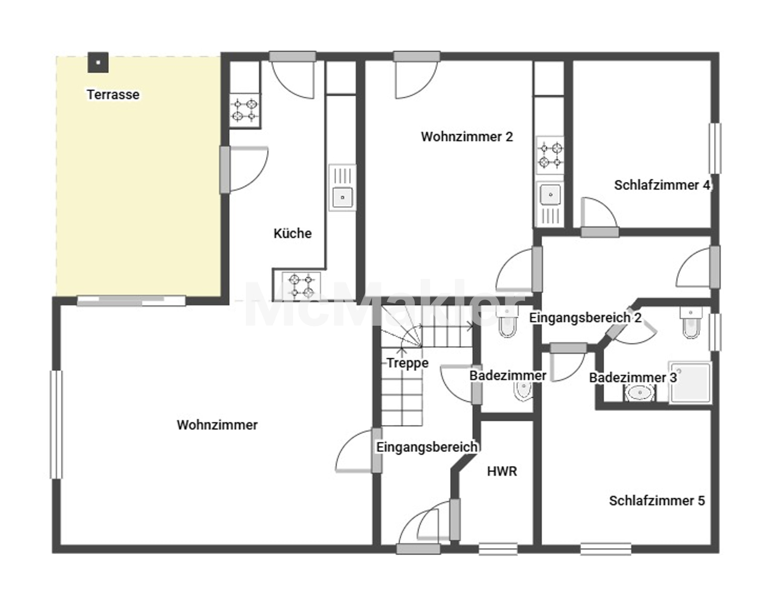 Modernes Einfamilienhaus mit großem Garten, Sauna & Einliegerwohnung – Grundriss 1