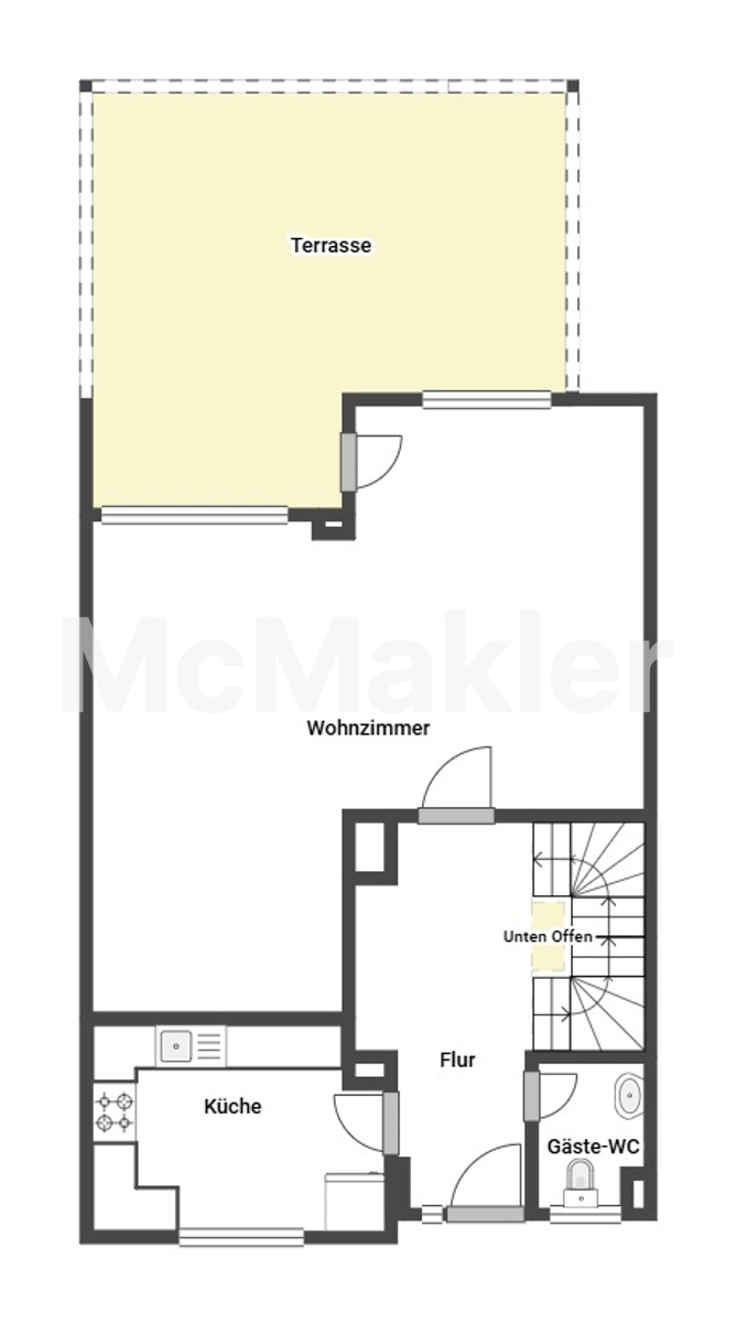 Gepflegtes Reihenmittelhaus mit Garten, Garage und ausgebautem Dachgeschoss in Köln-Pesch – Grundriss 1