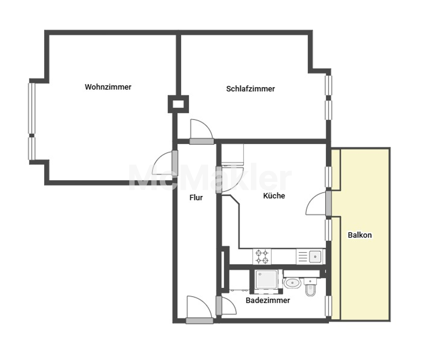 Citynah in Wuppertal – Vermietete ETW mit Balkon als Kapitalanlage – Grundriss 1