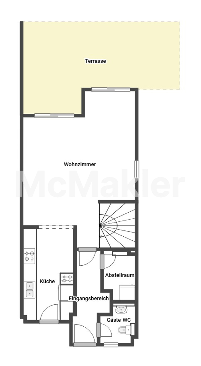 KfW‑55 Reihenendhaus, Baujahr 2024, 5 Zimmer, Dachterrasse, teilmöbliert, in BS-Rautheim – Grundriss 1