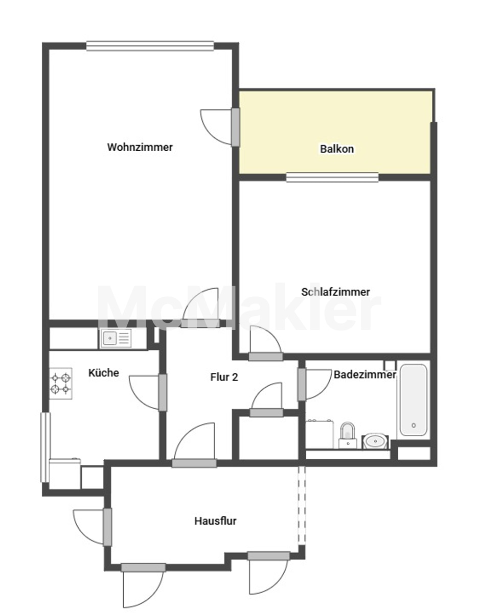 Attraktive Kapitalanlage - zwei Zimmer Wohnung in Leverkusen Lützenkirchen – Grundriss 1