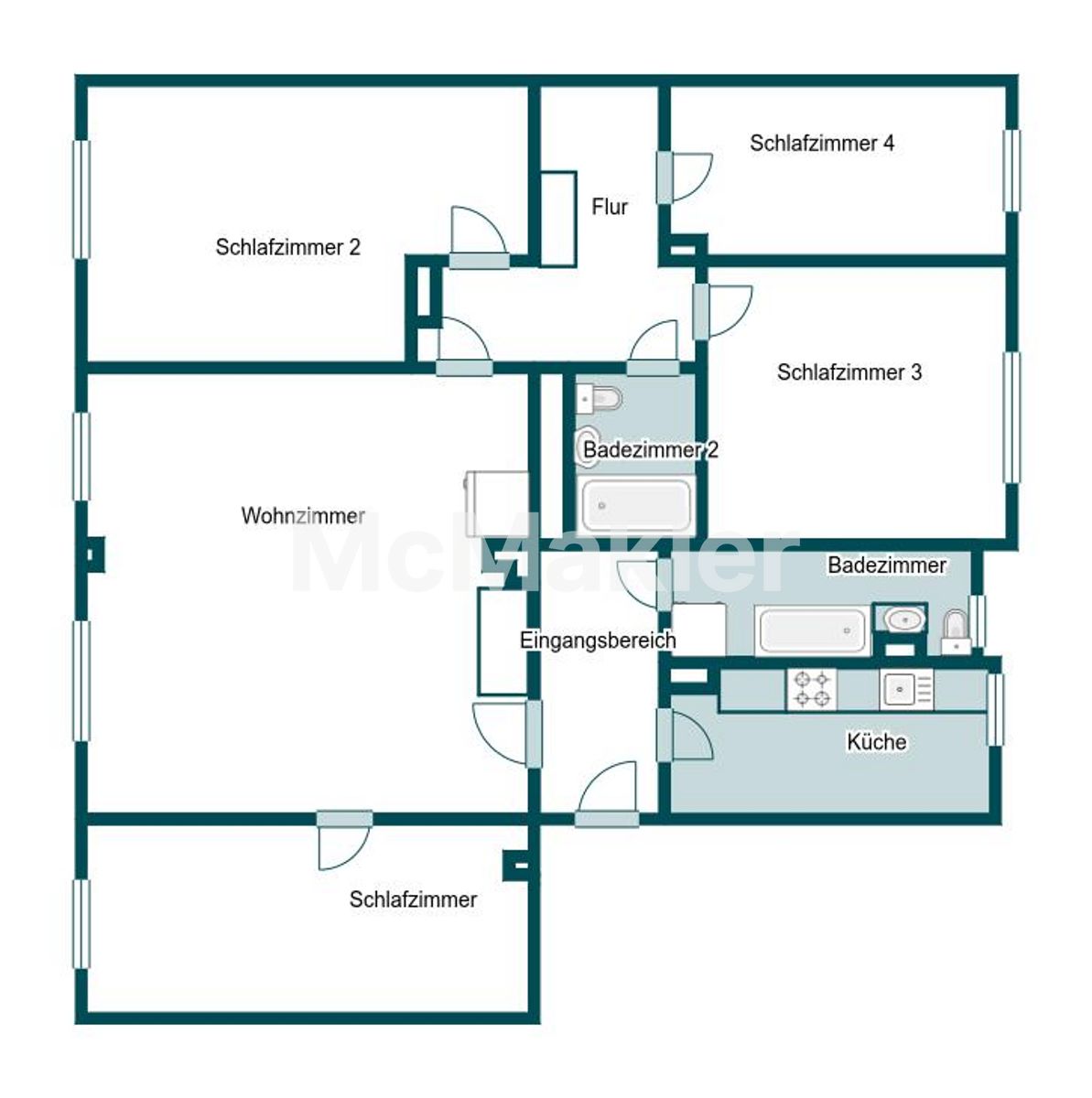 Kapitalanlage mit guter Rendite: Vermietete 5 Zimmer Wohnung mit 2 Bädern – Grundriss 1