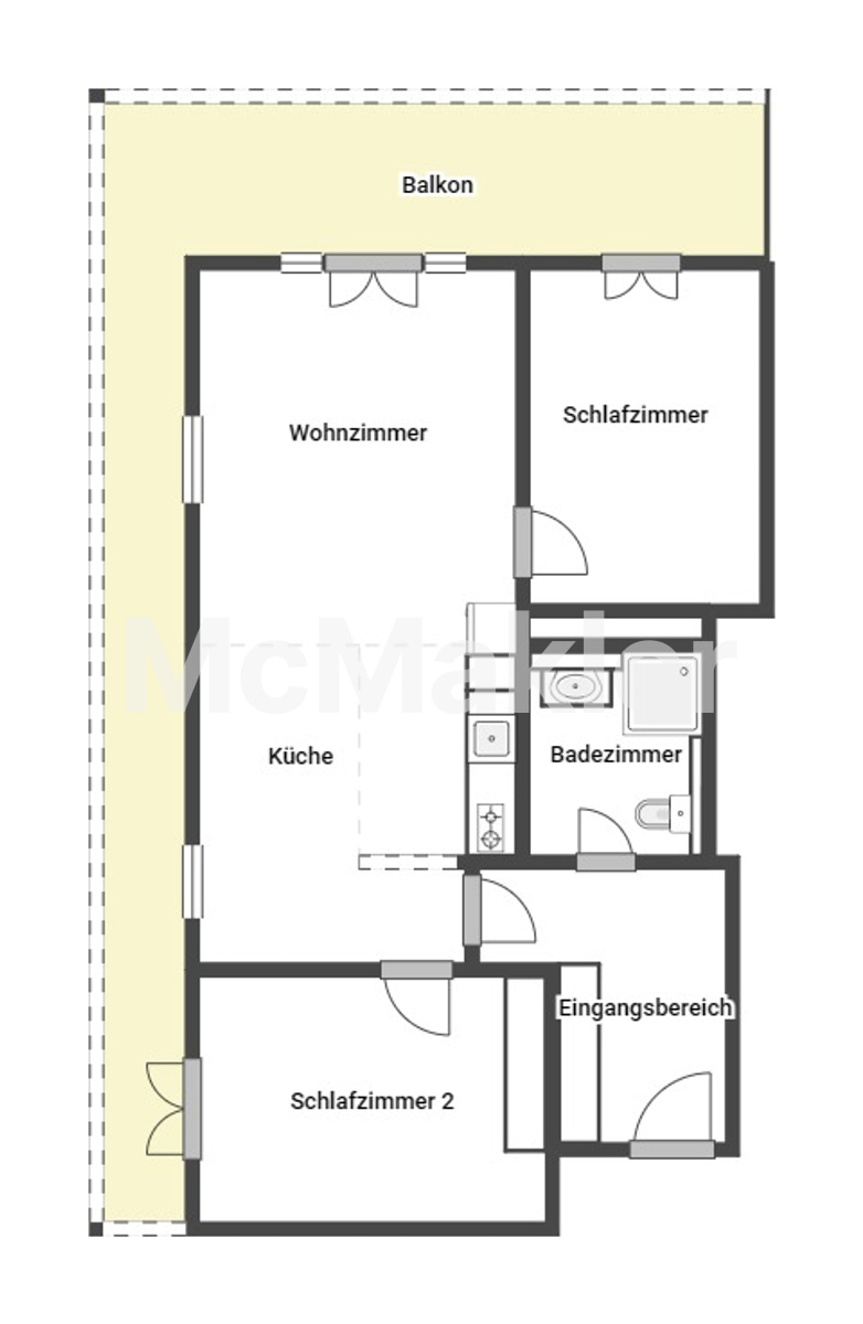 Exklusive Chance: Stilvolle 3-Zi.-Wohnung in erster Reihe am Meer mit Eckbalkon und Ostseeblick – Grundriss 1