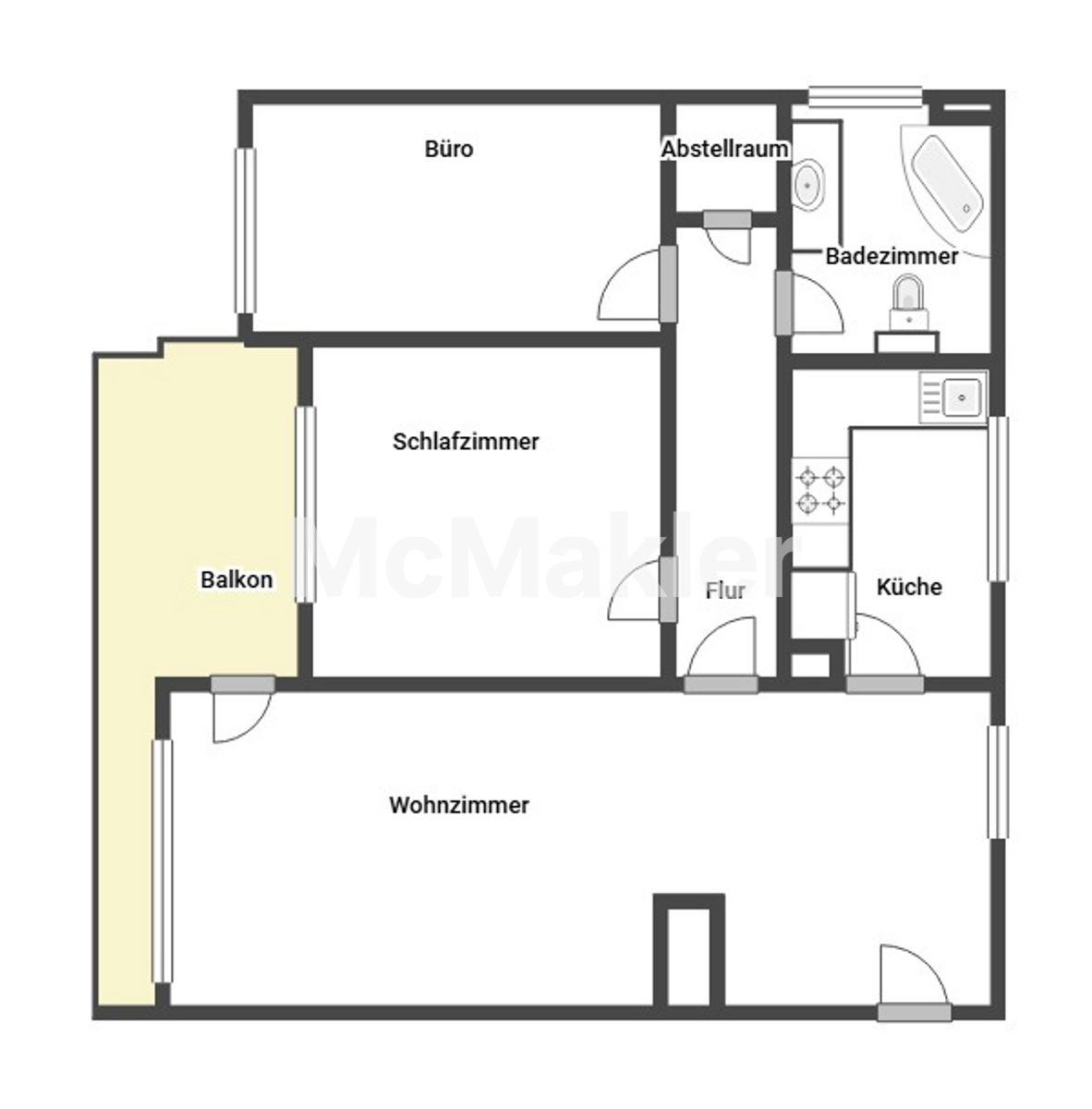 Zentral gelegen & komfortabel – 3-Zimmer-Wohnung mit Balkon in Duisburg-Neumühl – Grundriss 1