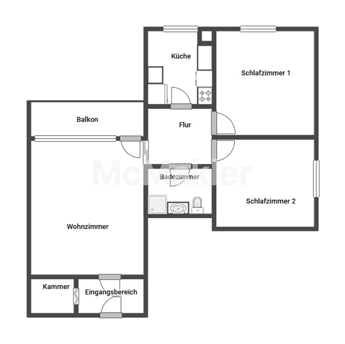 Helle 3 Zimmer Wohnung mit Loggia am Lerchenauer See! – Grundriss 1