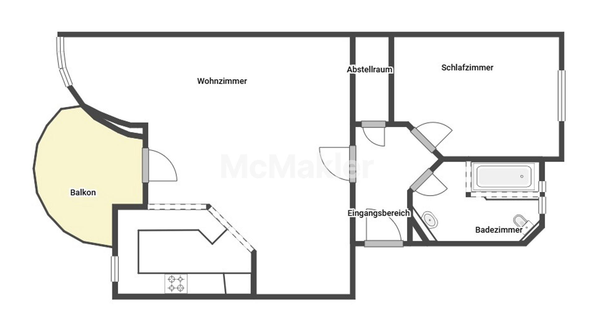Kapitalanlage mit Perspektive: 2-Zimmer-Wohnung mit TG-Stellplatz und Balkon in Ober Rosbach – Grundriss 1