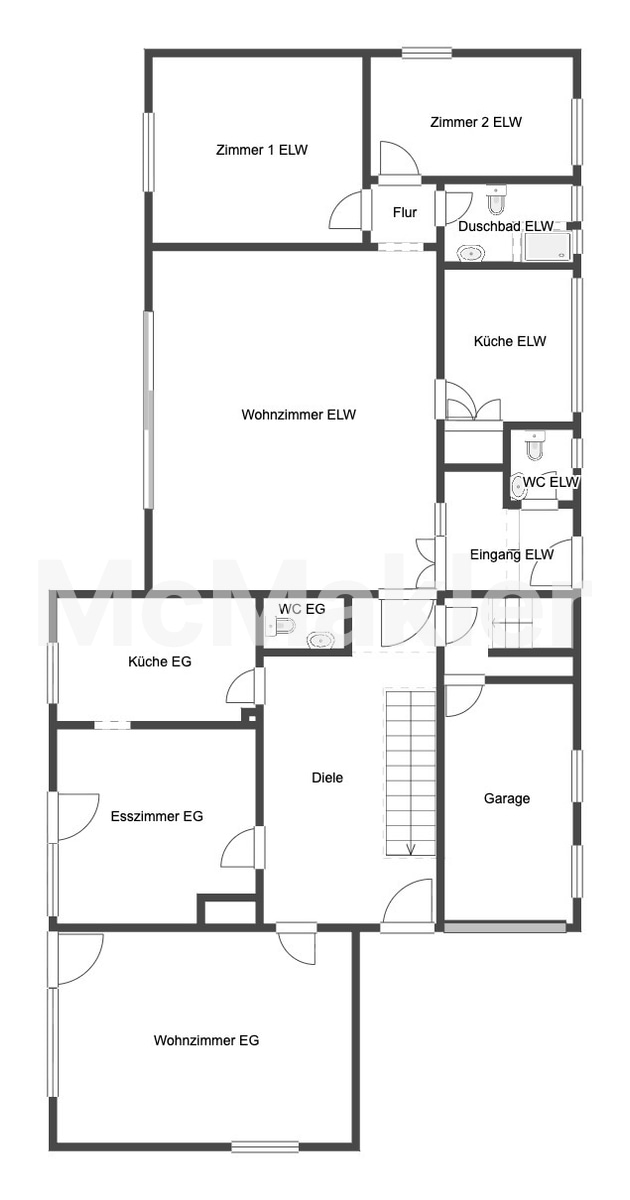 Viel Platz in Quelle: Einfamilienhaus samt Einliegerwohnung mit Potential – Grundriss 1