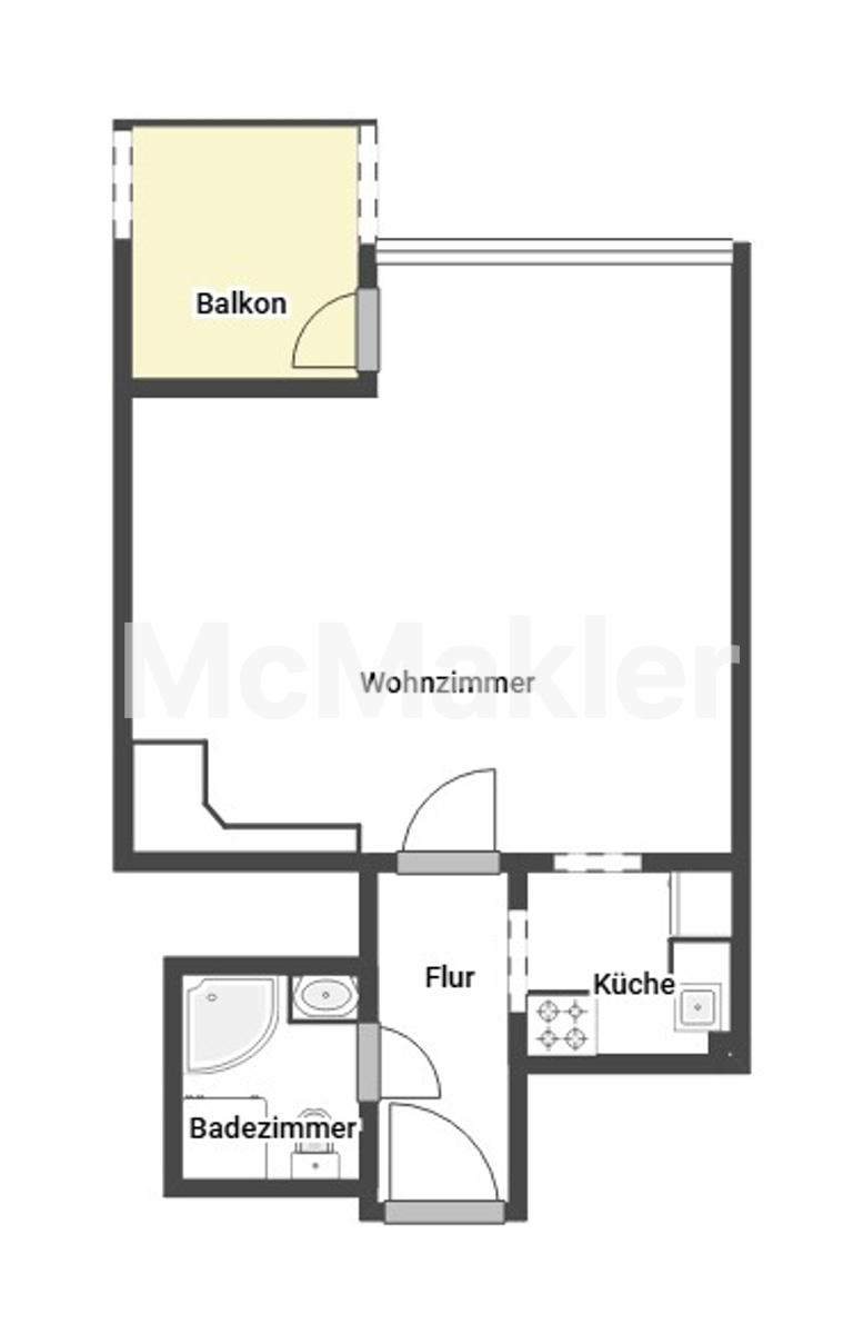Charmante 1-Zimmer-Wohnung in Bestlage – Grundriss 1