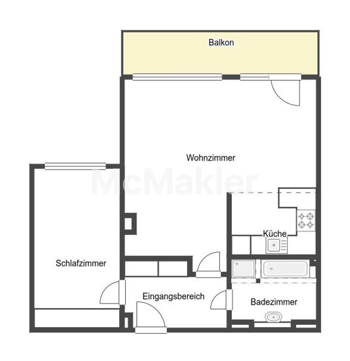 Modernisierte 2-Zi.-Whg. mit Balkon, Garage & Aufzug in ruhiger Lage von BI-Brake/Stedefreund – Grundriss 1