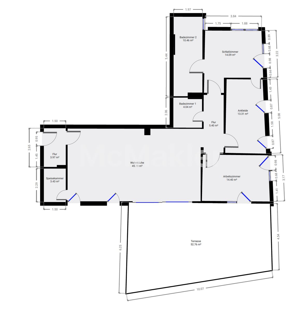 Exklusive 4-Zimmer Terrassenwohnung im Neubau mit TG-Stellplatz in Dresden-Cotta – Grundriss 1