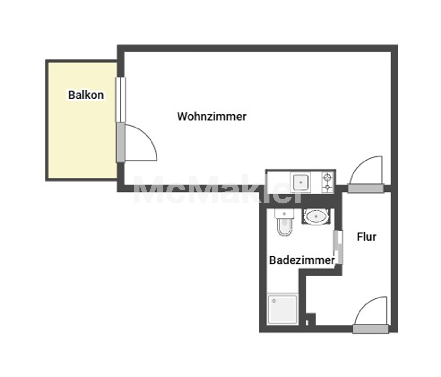 Studierende aufgepasst,  sanierte 1 - Zimmerwohnung 15min von der FH Kiel entfernt – Grundriss 1