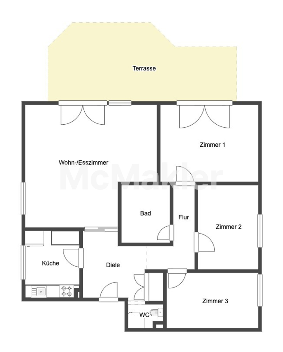 Einzugsbereit: moderne Terrassenwohnung mit 4-Zimmern & Garage in Jöllenbeck – Grundriss 1