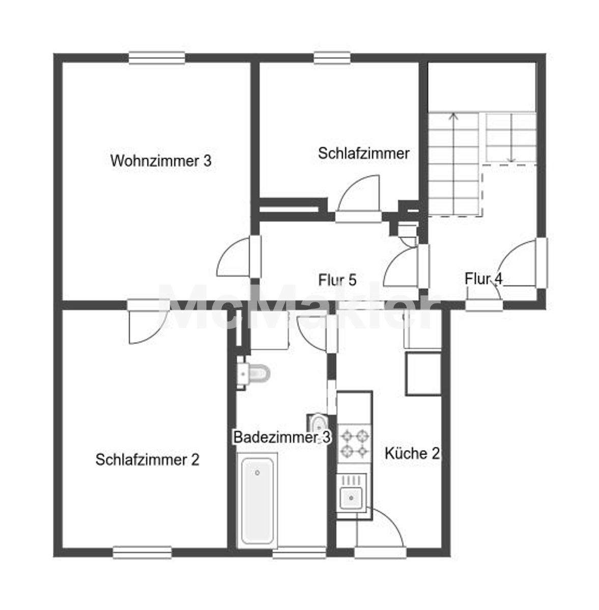 2 Whg in 1 Haushälfte - Wohnen & Vermieten mit Ausbaupotenzial im Dachgeschoss – Grundriss 1