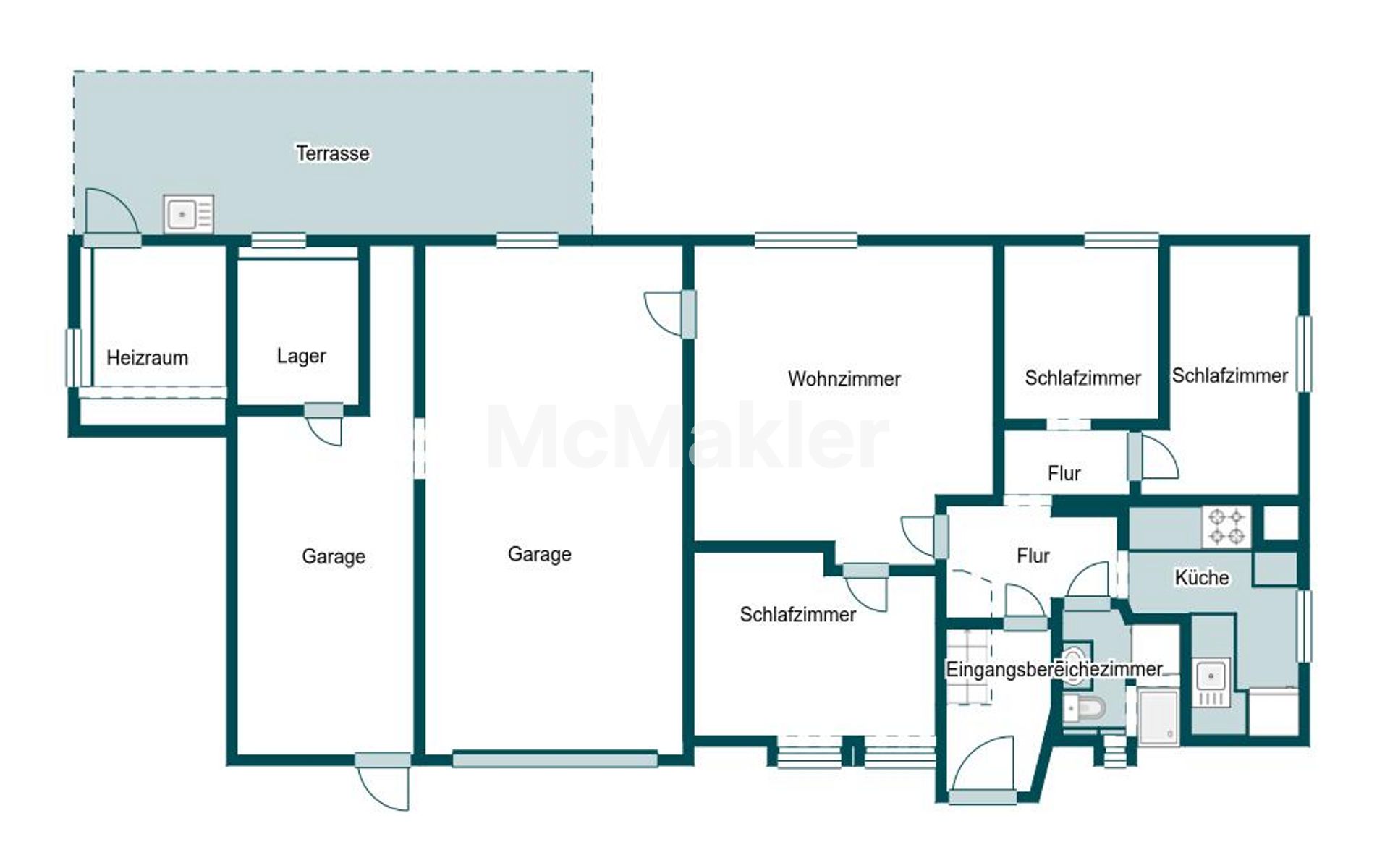 Wohnhaus (2-3 Wohneinheiten) mit großer Scheune (Ausbaupotential) und kleinem Garten – Grundriss 1