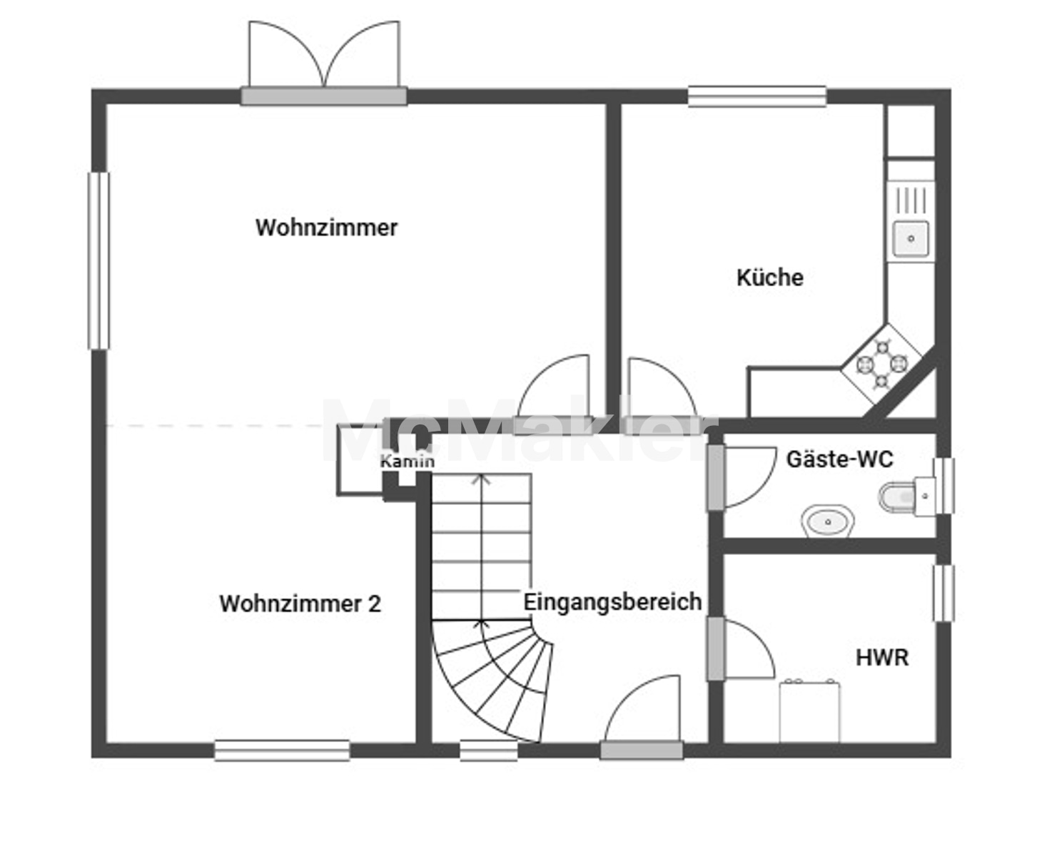 Modernes Ferienhaus mit traumhaftem Rosengarten und gemütlichem Pavillon – Grundriss 1