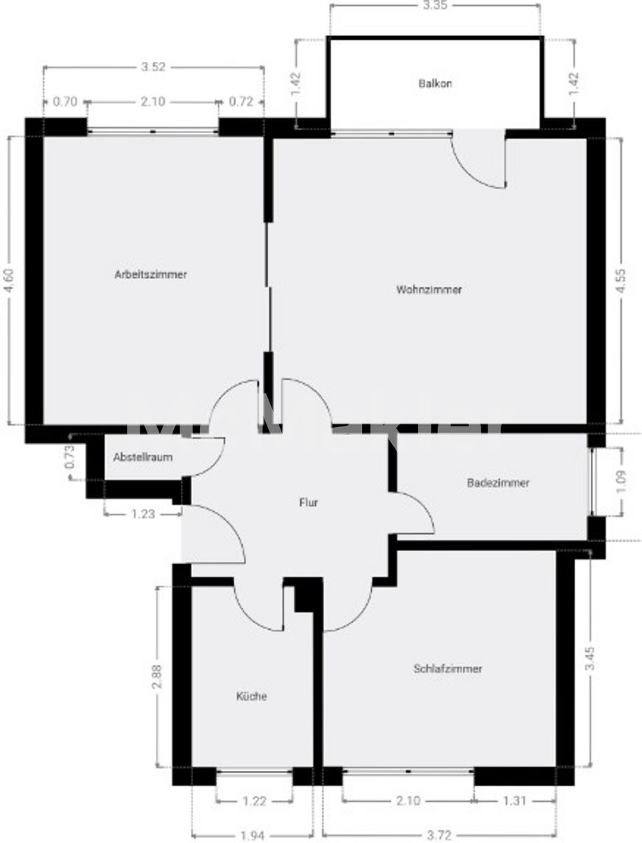Lichtdurchflutete 3-Zimmer-Wohnung in Mühlheim am Main mit Südbalkon: Ruhig & Zentral – Grundriss 1