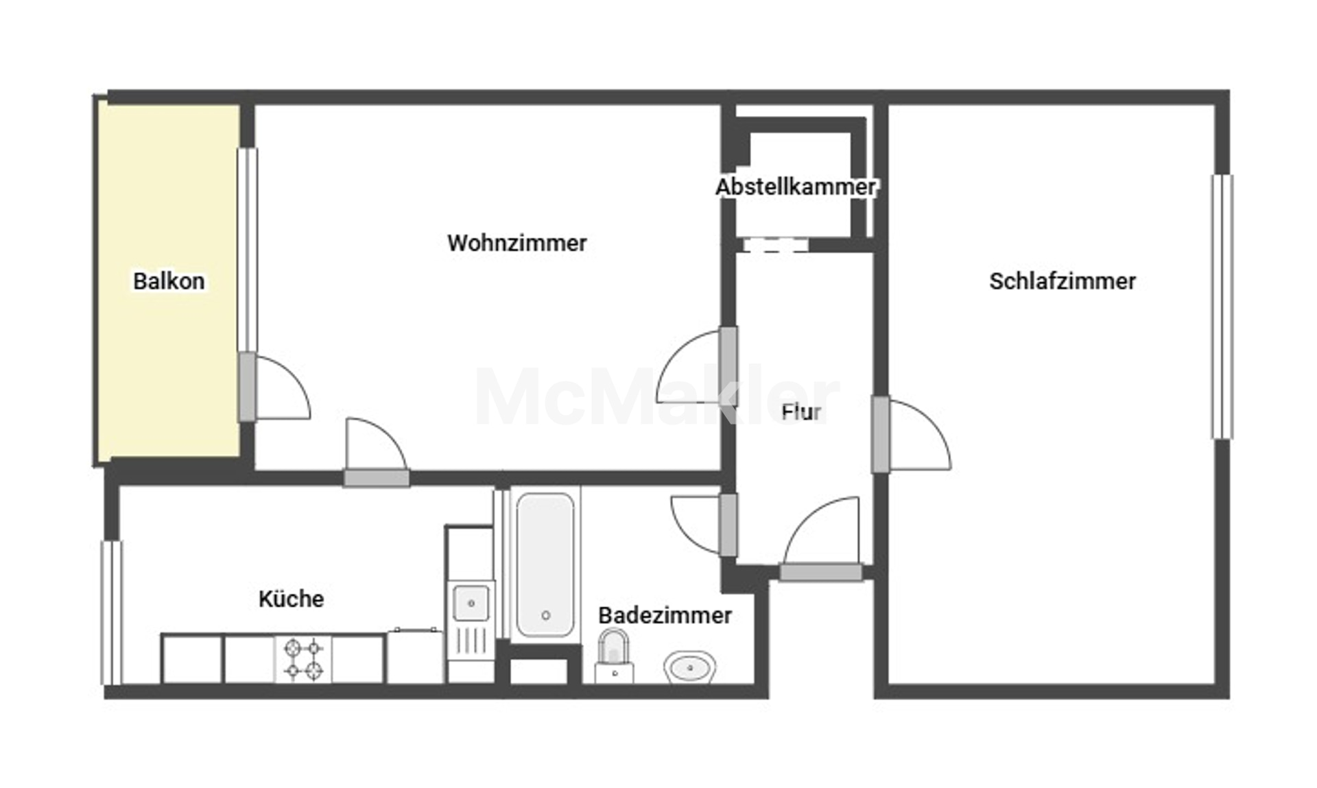 Wohnen im Grünen: Erdgeschosswhg. mit Balkon und eigenem Garten – Grundriss 1
