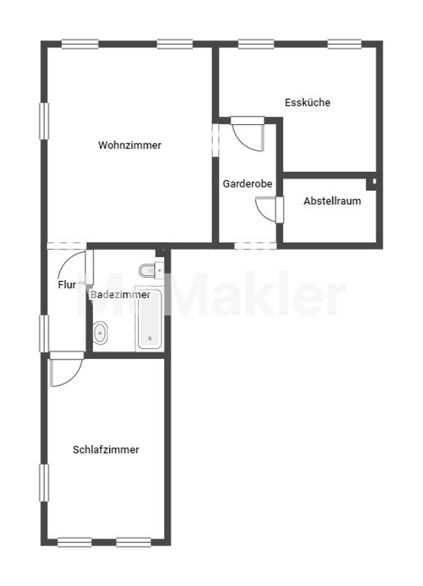 2-Zimmer-Wohnung im 1. Stock mit Stellplatz im Herzen von Vöhringen – Grundriss 1