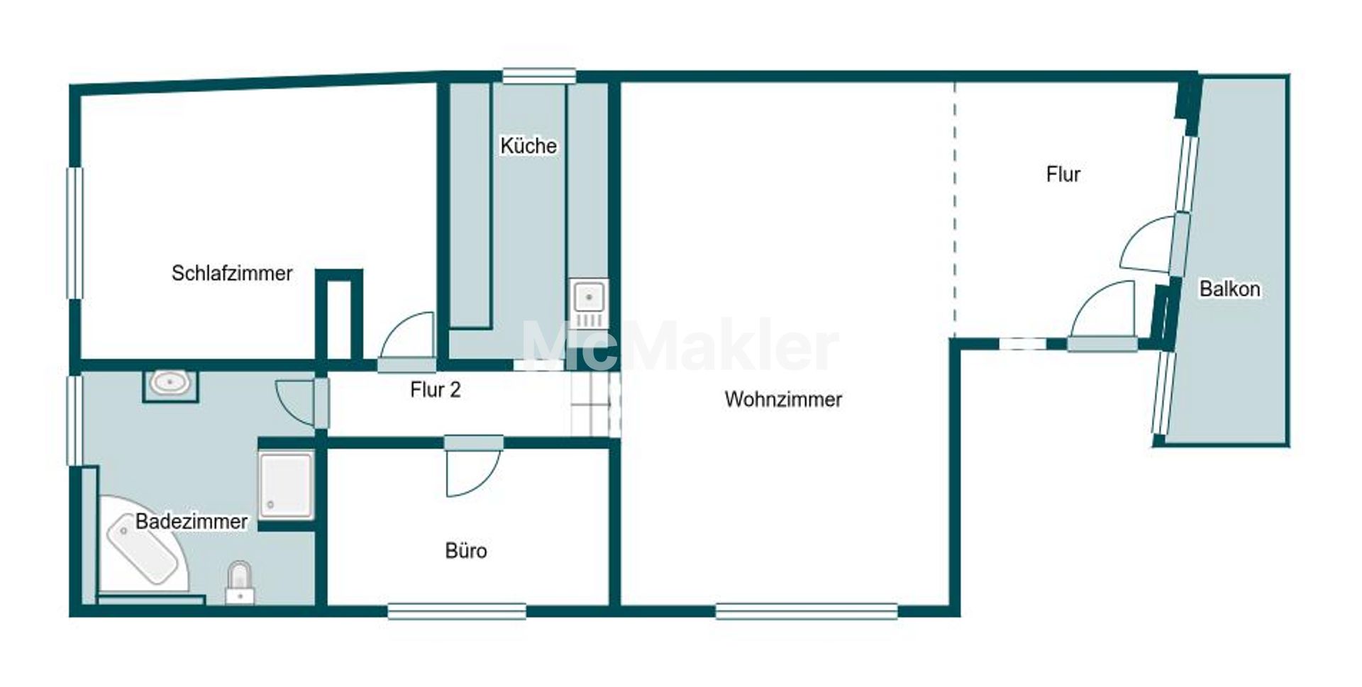 Renovierungsbedürftige, helle 3 Zimmer Wohnung mit Balkon in Astheim – Grundriss 1