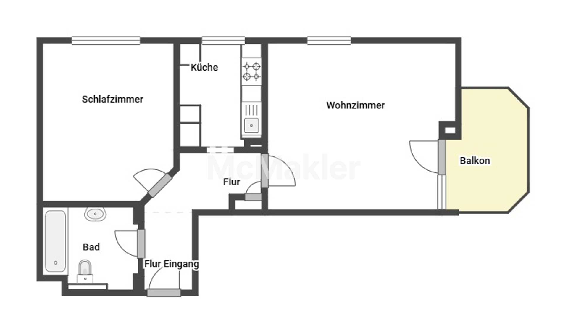 Urbanes Wohnen mit Wohlfühlfaktor – Helle 2-Zimmer-Wohnung mit Balkon und Außenstellplatz – Grundriss 1