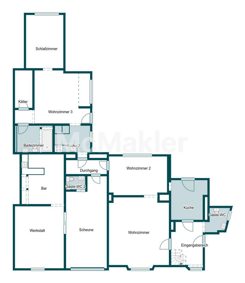 Einfamilienhaus mit Ausbaupotential, Garage und Freistellplatz – Grundriss 1
