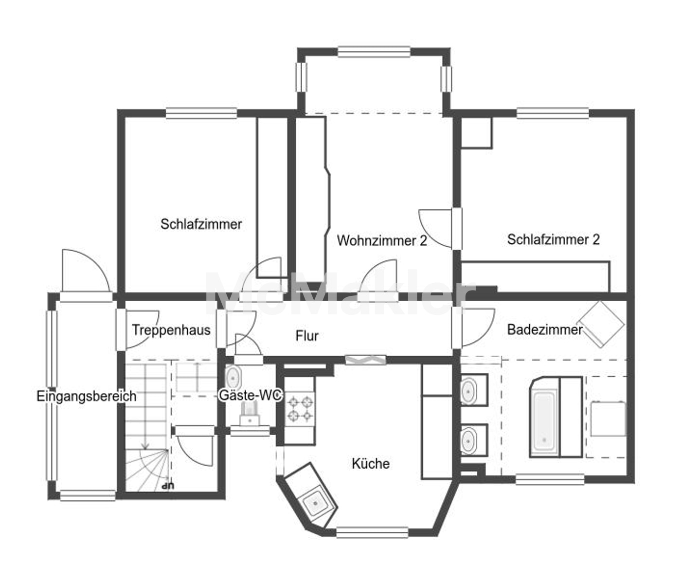 Stadtvilla zur Nutzung als Einfamilienhaus, Mehrgenerationshaus oder Vermietung – Grundriss 1