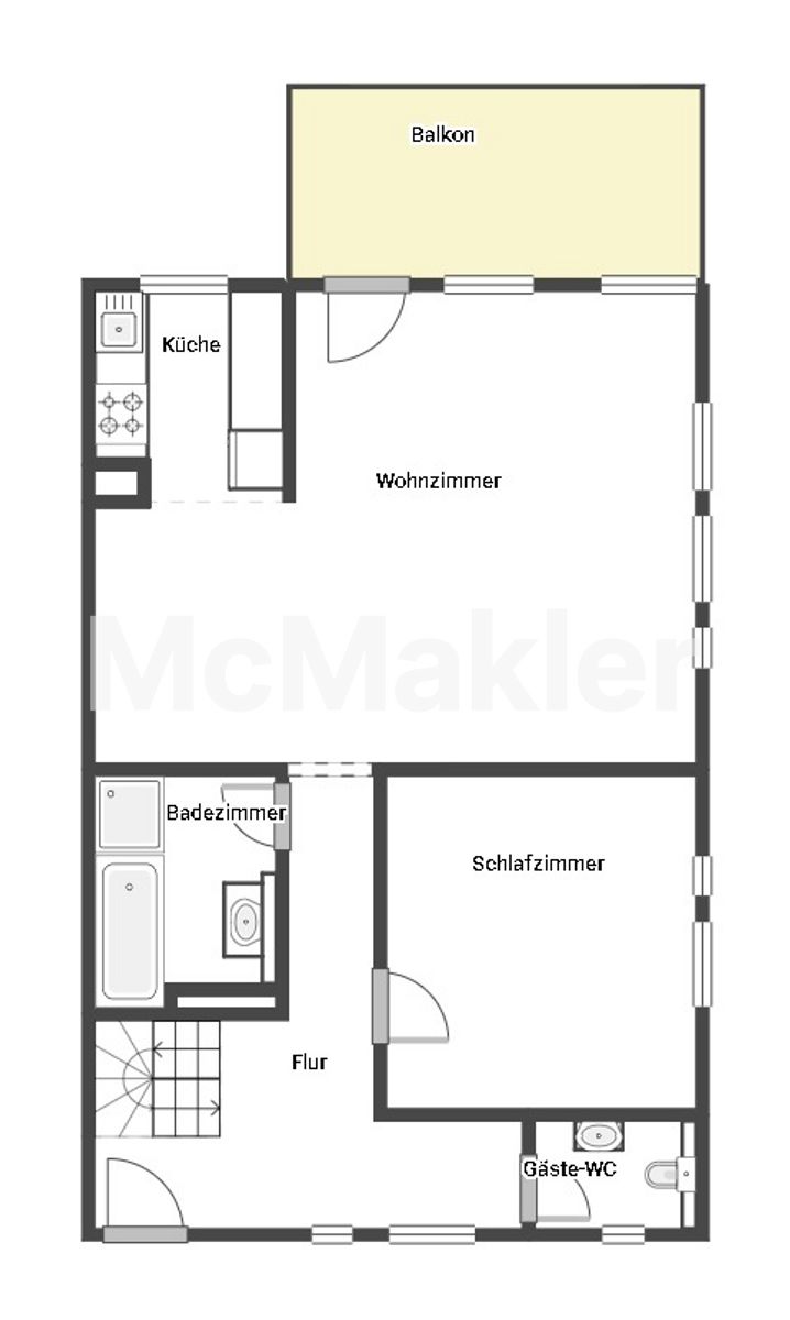 Schöne 3,5-Zimmer-Wohnung mit Balkon – Grundriss 1