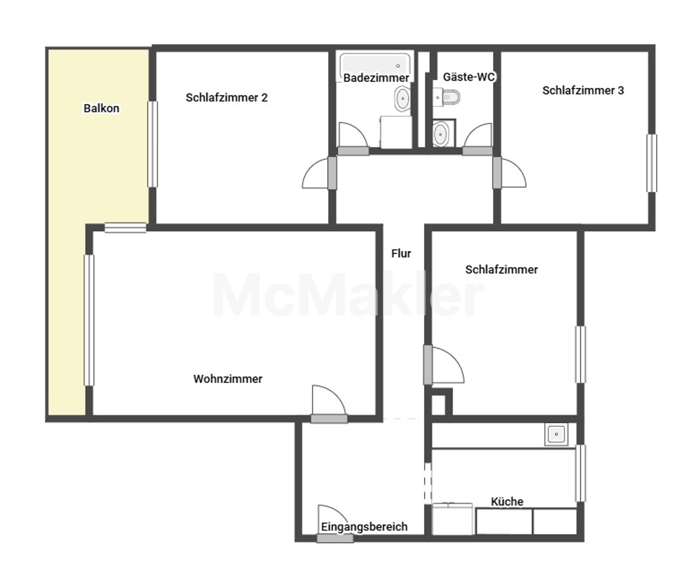 Viel Platz für Familienleben – 4-Zimmer-Wohnung mit großer Loggia – Grundriss 1