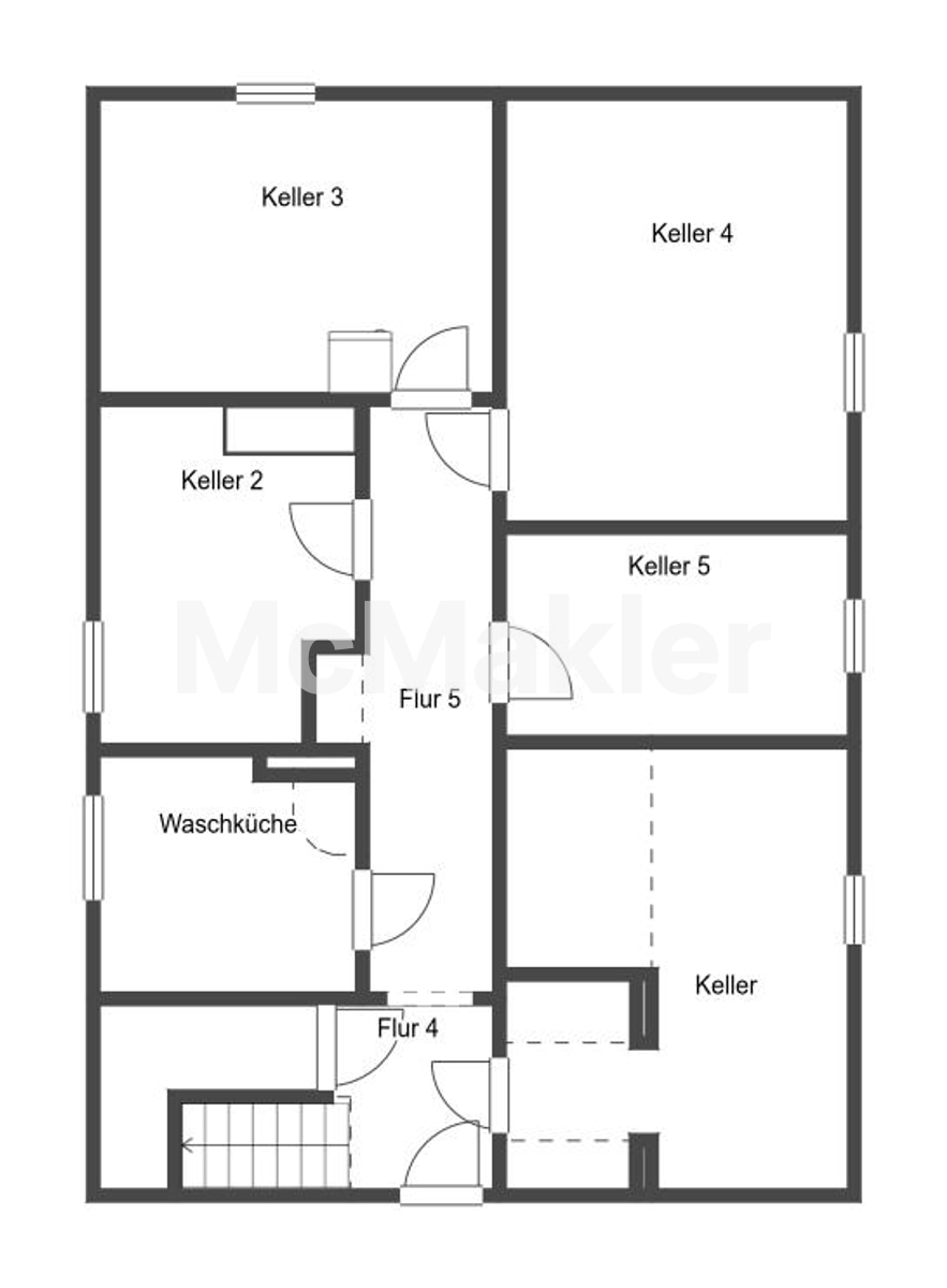 Freistehendes Zweifamilienhaus mit Ausbaureserve, Vollkeller & zwei Garagen in gefragter Wohnlage – Grundriss 1