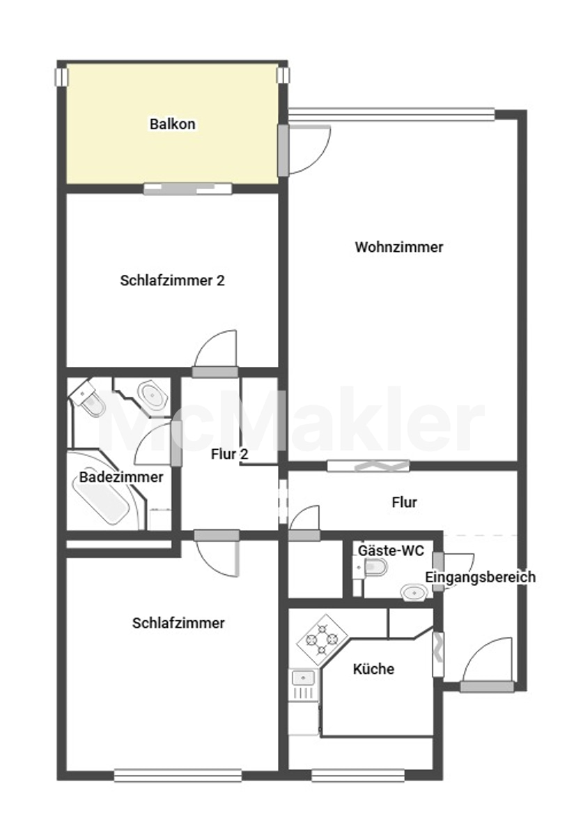 Exklusives Wohnen mit Wellness-Oase: 3-Zimmer-Wohnung mit Pool und Sauna in ruhiger Lage von Hamm – Grundriss 1