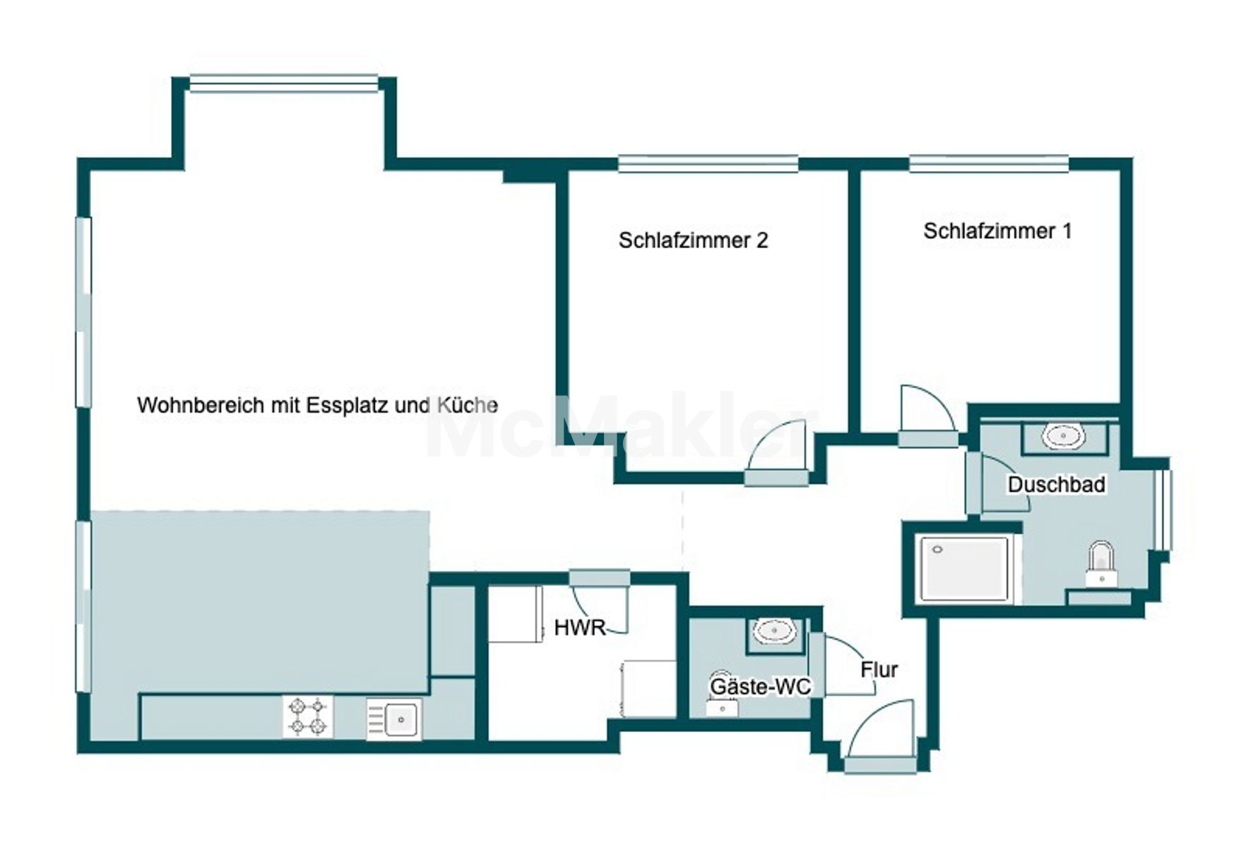 Komfort, jung & modern im Ortskern: 3-Zi.-Wohnung mit Tiefgaragenstellplatz – Grundriss 1