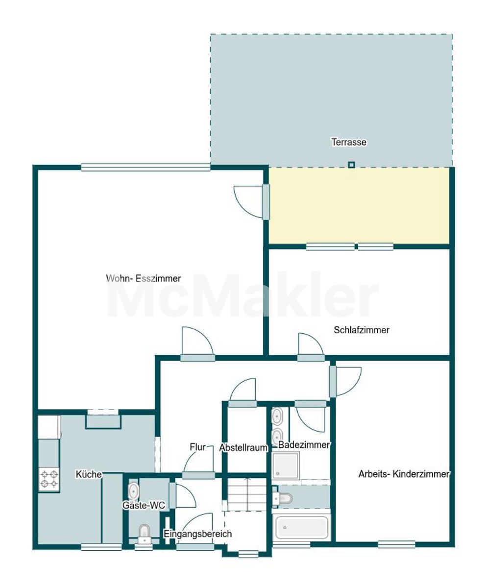 Modernisiertes Einfamilienhaus mit Bungalowcharakter und Ausbaureserve – Grundriss 1