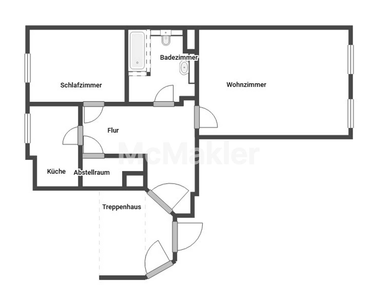 Tolle 2 Zimmer Wohnung + zentrumsnah + neu renoviert – Grundriss 1