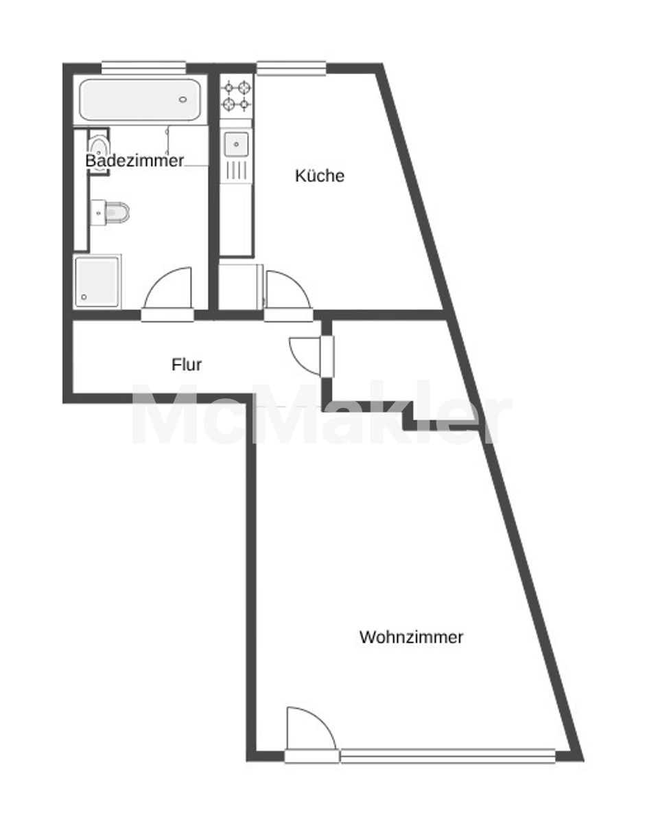 Charmante 1-Raum-Wohnung im denkmalgeschützten Altbau – solide Kapitalanlage in zentraler Lage – Grundriss 1