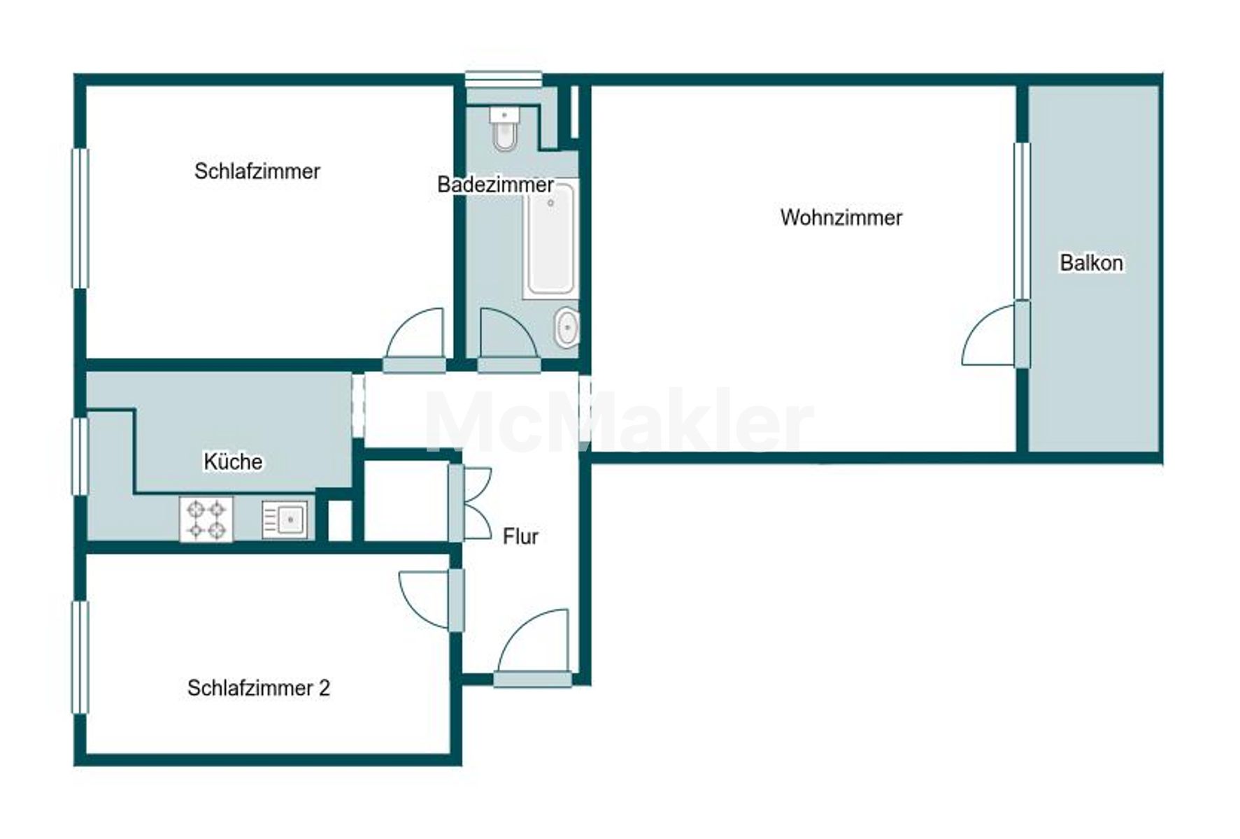 gepflegte 3 Zimmer Wohnung mit Balkon und Garage – Grundriss 1