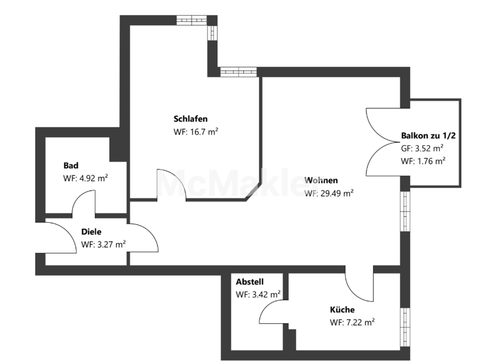 Gepflegte 2-Zimmer-Wohnung mit Balkon und TG-Stellplatz – bezugsfrei ab 01.08.2026 – Grundriss 1
