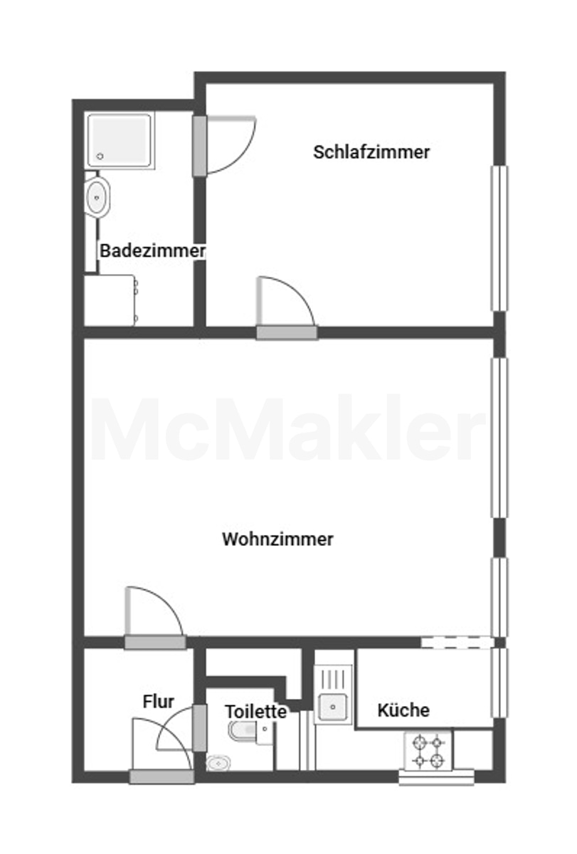 Gepflegte 2-Zimmer Eigentumswohnung in zentraler Wohnlage - 360° Rundgang verfügbar – Grundriss 1