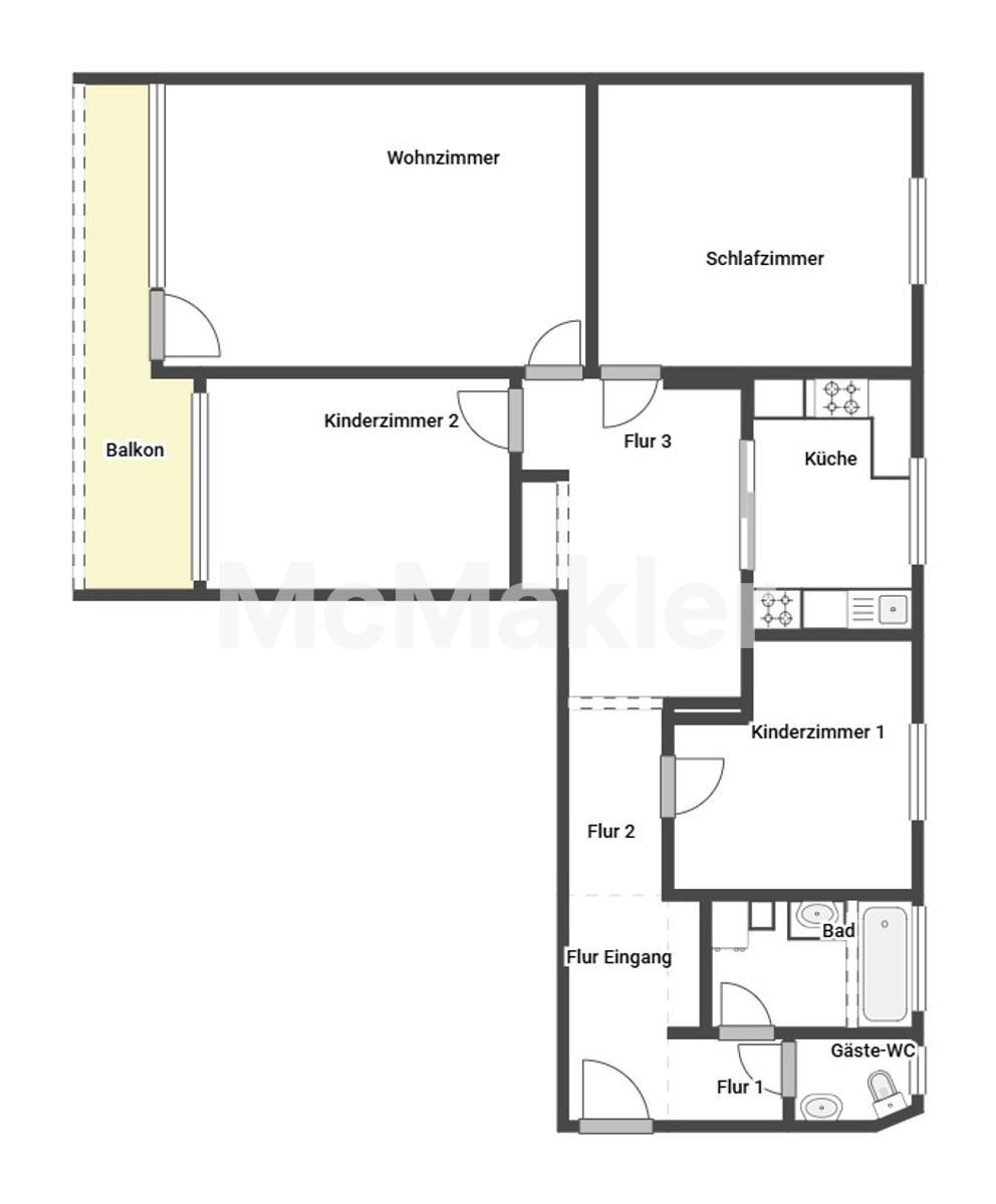 Lage Lage! 4-Zimmer-Wohnung mit Balkon, TG-Stellplatz und großem Keller - Bezugsfrei nach Absprache – Grundriss 1