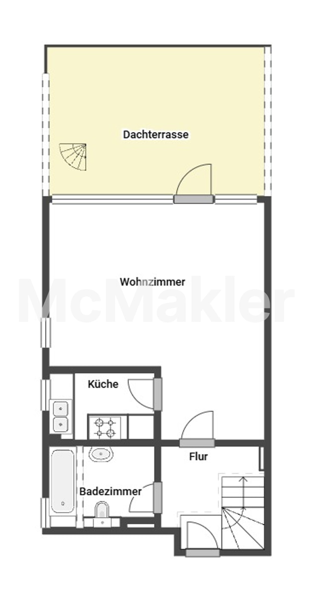 Nicht von der Stange: 2 Zimmer-Maisonette in Stellingen – Grundriss 1