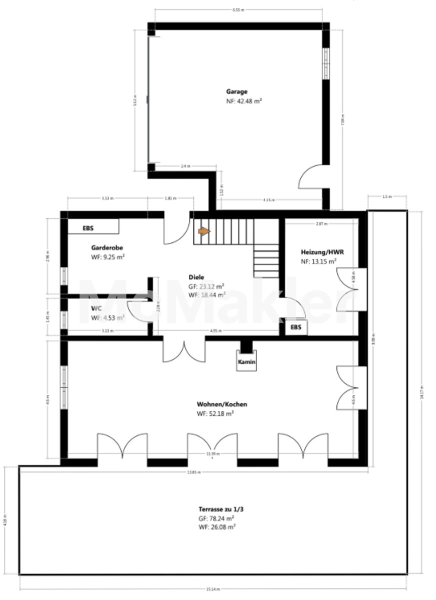 Alpenchalet-Ensemble am Schliersee – zwei neuwertige Häuser auf ca. 2.132 m² – Grundriss 1