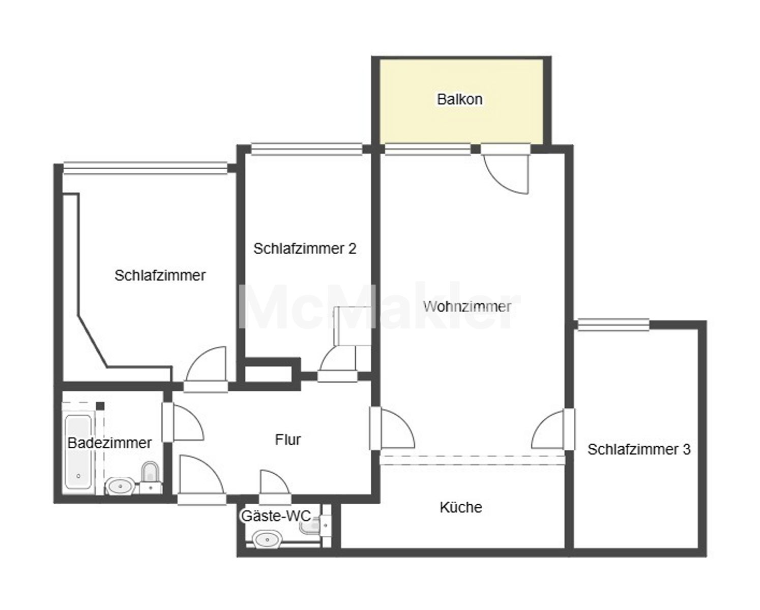 Seltene Gelegenheit: Bezugsfreie 4-Zimmer-Wohnung mit Balkon und schönem Weitblick in Ratingen – Grundriss 1