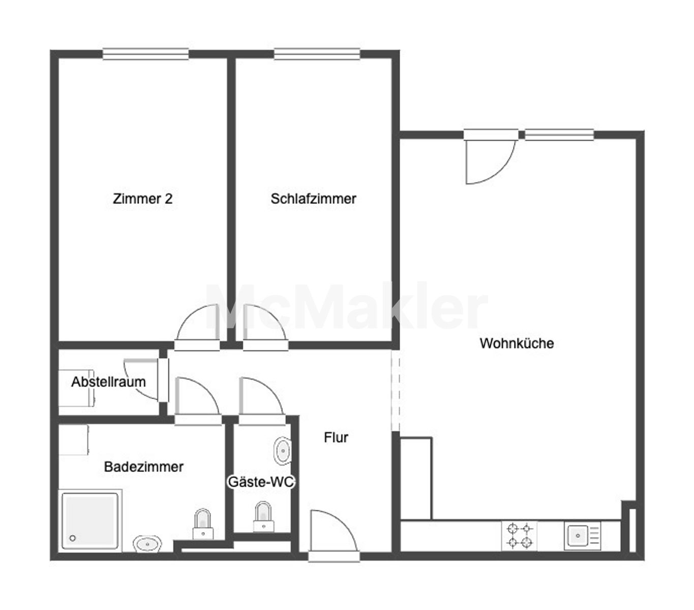 Helle moderne 3-Zimmer-Wohnung mit Loggia im 22. Gemeindebezirk – Grundriss 1