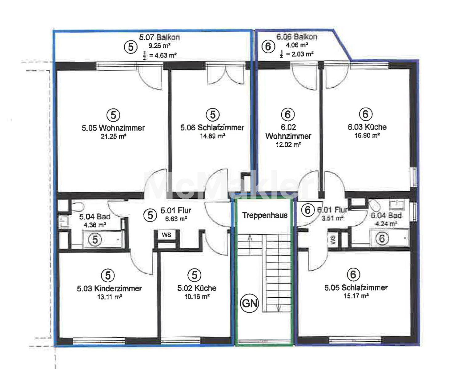 Möblierte gepflegte 53 m² Wohnung ruhig, mit EBK, Balkon und Stellplatz - Vorteil Erbpacht – Grundriss 1