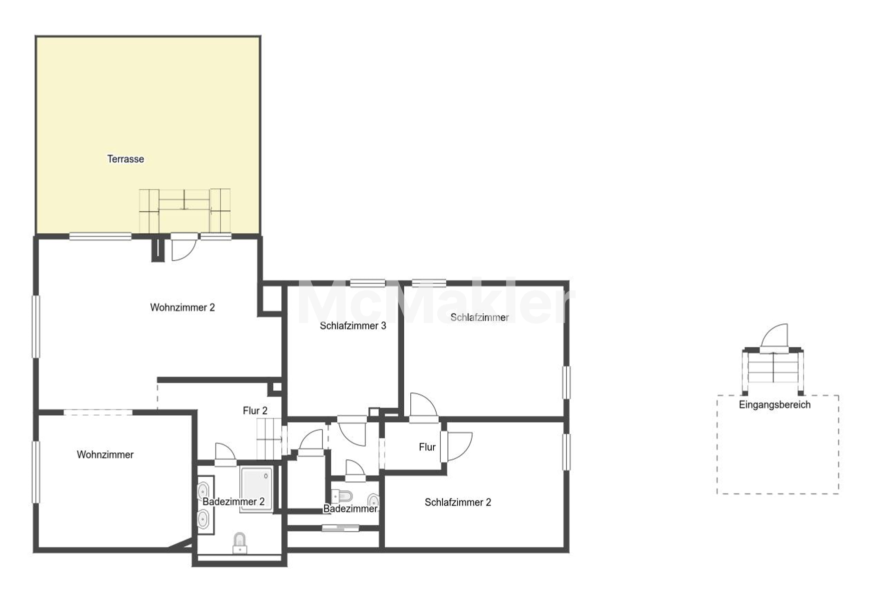 Großzügige 3-Zimmer-Wohnung mit Dachterrasse, Stellplatz und Garten – Grundriss 1
